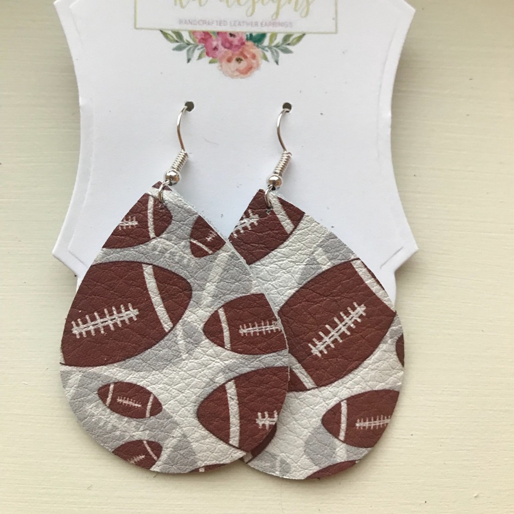 Football patterned leather earrings